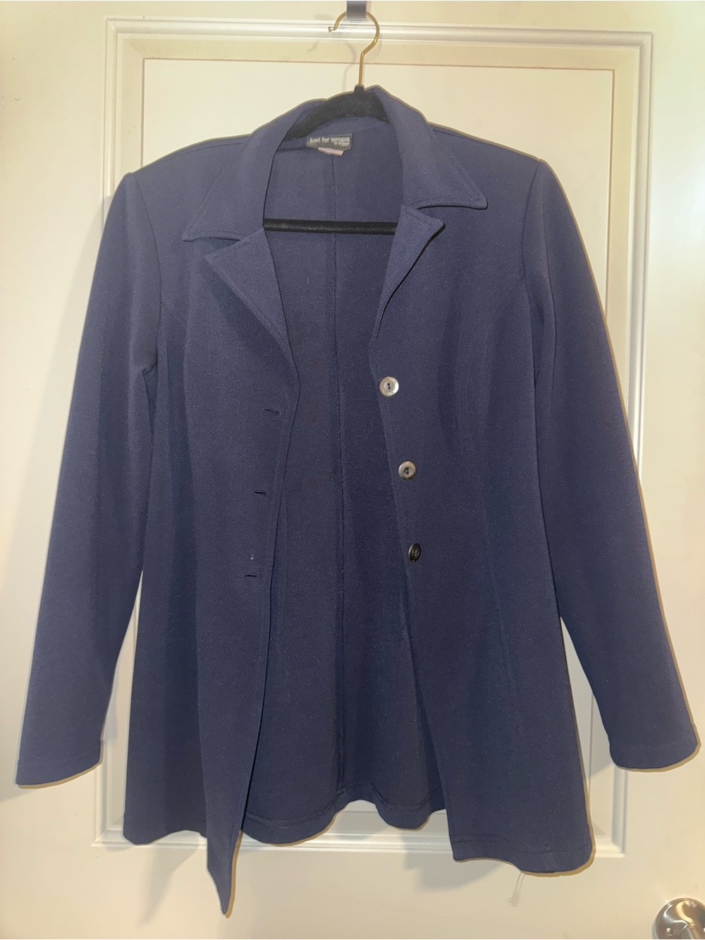 Wrapper Navy Button-Front Women's Blazer Jacket